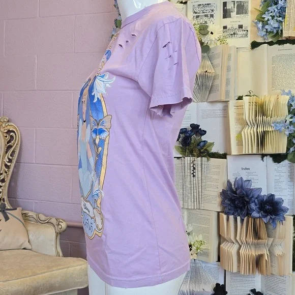 NWT Disney 100 Her Universe Cinderella Distressed Tee XS Purple - Picture 5 of 7